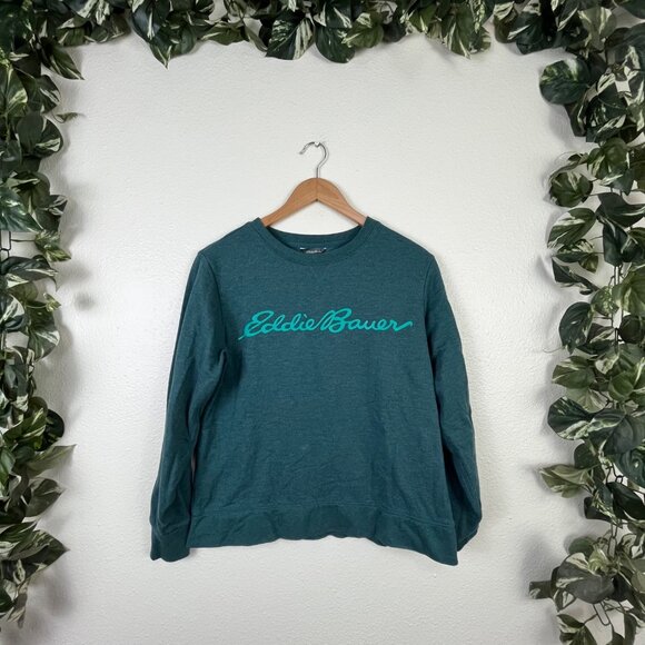 Eddie Bauer Long Sleeve Graphic Scoop Neck Sweater Emerald Women’s Size S - Picture 1 of 9